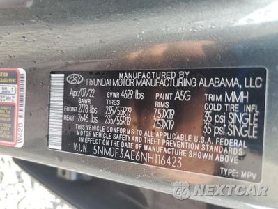 Zdjęcie 13 z 13 samochodu: 2022 HYUNDAI TUCSON SEL VIN:5NMJF3AE6NH116423 - miniatura