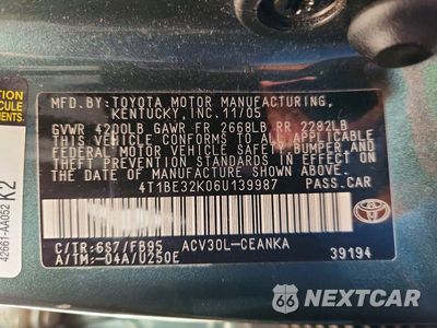 Zdjęcie 12 z 12 samochodu: 2006 TOYOTA CAMRY LE VIN:4T1BE32K06U139987 - miniatura