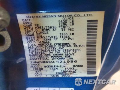 Zdjęcie 12 z 12 samochodu: 2005 NISSAN FRONTIER SE VIN:1N6AD06W65C421986 - miniatura