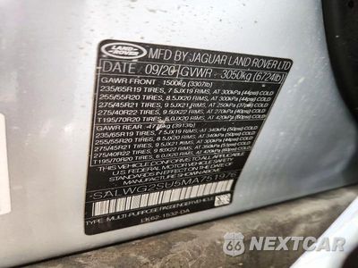 Zdjęcie 14 z 14 samochodu: 2021 LAND ROVER RANGE ROVER SPORT SE VIN:SALWG2SU5MA751976 - miniatura