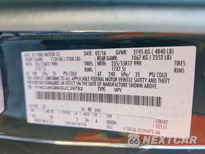 Zdjęcie 14 z 14 samochodu: 2016 FORD ESCAPE SE VIN:1FMCU9G99GUC39782 - miniatura