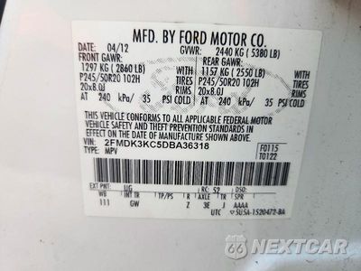 Zdjęcie 13 z 13 samochodu: 2013 FORD EDGE LIMITED VIN:2FMDK3KC5DBA36318 - miniatura