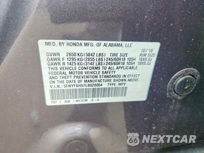 Zdjęcie 13 z 13 samochodu: 2020 HONDA PILOT EXL VIN:5FNYF6H57LB028064 - miniatura