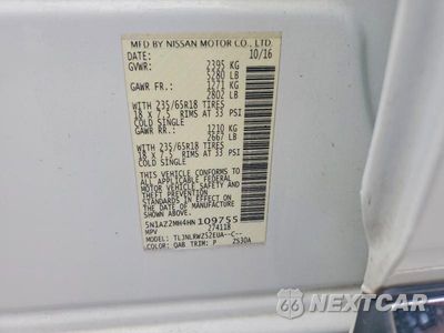 Zdjęcie 13 z 13 samochodu: 2017 NISSAN MURANO SL VIN:5N1AZ2MH4HN109755 - miniatura