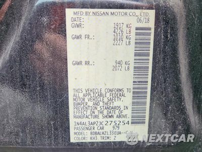 Zdjęcie 13 z 13 samochodu: 2018 NISSAN ALTIMA 2.5 SR VIN:1N4AL3AP2JC275254 - miniatura
