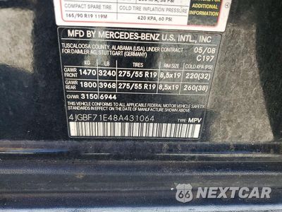 Zdjęcie 13 z 13 samochodu: 2008 MERCEDES-BENZ GL 450 4MATIC VIN:4JGBF71E48A431064 - miniatura