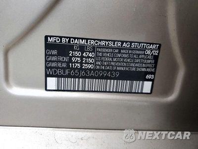 Zdjęcie 12 z 12 samochodu: 2003 MERCEDES-BENZ E 320 VIN:WDBUF65J63A099439 - miniatura