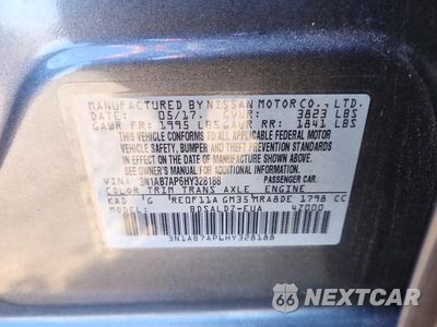 Zdjęcie 13 z 13 samochodu: 2017 NISSAN SENTRA SV VIN:3N1AB7AP6HY328188 - miniatura
