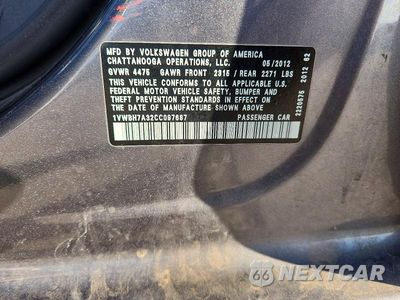 Zdjęcie 12 z 12 samochodu: 2012 VOLKSWAGEN PASSAT SE VIN:1VWBH7A32CC097687 - miniatura