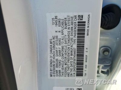 Zdjęcie 12 z 12 samochodu: 2026 HONDA CIVIC SPORT VIN:2HGFE2F56TH544837 - miniatura