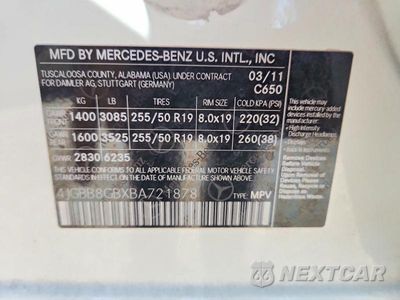 Zdjęcie 14 z 14 samochodu: 2011 MERCEDES-BENZ ML 350 4MATIC VIN:4JGBB8GBXBA721878 - miniatura