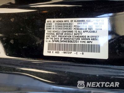 Zdjęcie 13 z 13 samochodu: 2014 HONDA ODYSSEY TOURING VIN:5FNRL5H94EB062251 - miniatura