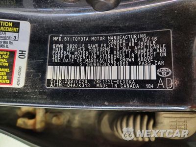 Zdjęcie 12 z 12 samochodu: 2017 TOYOTA COROLLA SE VIN:2T1BURHE3HC781860 - miniatura