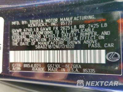 Zdjęcie 13 z 13 samochodu: 2022 LEXUS ES 350 BASE VIN:58ADZ1B12NU131020 - miniatura