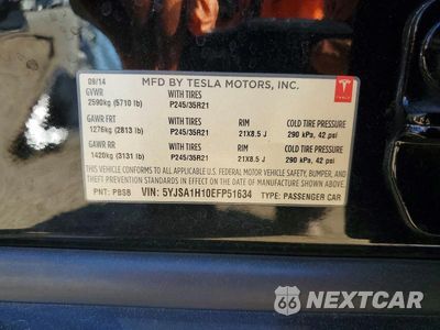 Zdjęcie 12 z 12 samochodu: 2014 TESLA MODEL S VIN:5YJSA1H10EFP51634 - miniatura