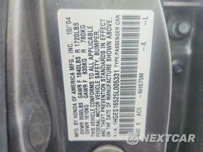 Zdjęcie 12 z 12 samochodu: 2005 HONDA CIVIC LX VIN:1HGES16525L005331 - miniatura