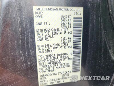 Zdjęcie 12 z 12 samochodu: 2016 NISSAN FRONTIER SV VIN:1N6AD0EV1GN756024 - miniatura