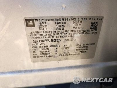 Zdjęcie 13 z 13 samochodu: 2018 CHEVROLET EQUINOX PREMIER VIN:3GNAXMEV5JS600235 - miniatura