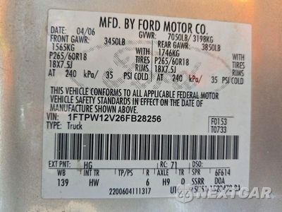 Zdjęcie 12 z 12 samochodu: 2006 FORD F150 SUPERCREW VIN:1FTPW12V26FB28256 - miniatura
