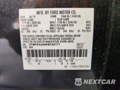 Zdjęcie 13 z 13 samochodu: 2019 FORD EDGE SEL VIN:2FMPK4J94KBC64171 - miniatura