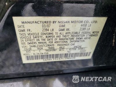Zdjęcie 12 z 12 samochodu: 2007 NISSAN ALTIMA 3.5 SE VIN:1N4BL21E67C196420 - miniatura