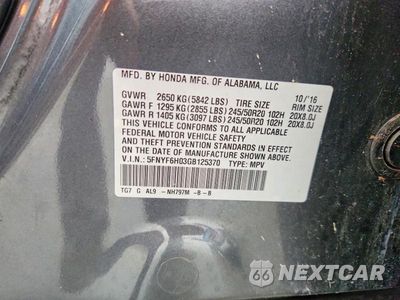 Zdjęcie 13 z 13 samochodu: 2016 HONDA PILOT ELITE VIN:5FNYF6H03GB125370 - miniatura