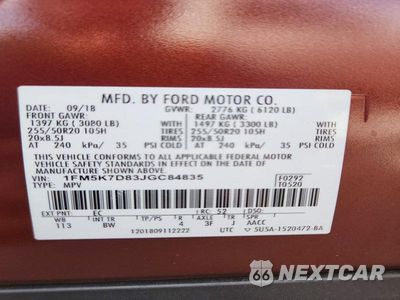 Zdjęcie 13 z 13 samochodu: 2018 FORD EXPLORER XLT VIN:1FM5K7D83JGC84835 - miniatura