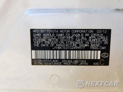 Zdjęcie 12 z 12 samochodu: 2012 LEXUS ES 350 VIN:JTHBK1EG1C2499977 - miniatura