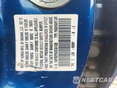 Zdjęcie 12 z 12 samochodu: 2012 HONDA CIVIC VIN:19XFB2F5XCE341338 - miniatura