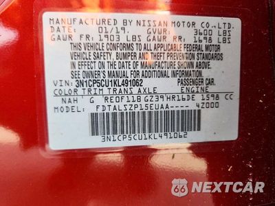 Zdjęcie 12 z 12 samochodu: 2019 NISSAN KICKS SV VIN:3N1CP5CU1KL491062 - miniatura
