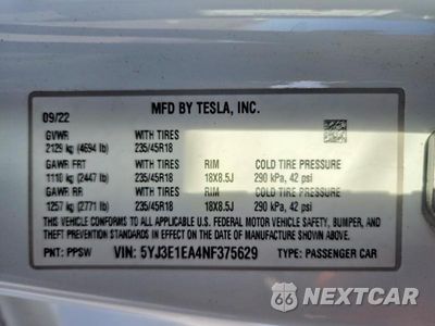 Zdjęcie 12 z 12 samochodu: 2022 TESLA MODEL 3 VIN:5YJ3E1EA4NF375629 - miniatura