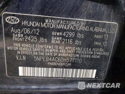Zdjęcie 12 z 12 samochodu: 2013 HYUNDAI SONATA GLS VIN:5NPEB4AC6DH577110 - miniatura