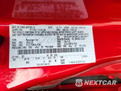 Zdjęcie 12 z 12 samochodu: 2012 FORD FOCUS SE VIN:1FAHP3K28CL462541 - miniatura
