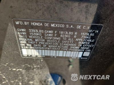 Zdjęcie 12 z 12 samochodu: 2015 HONDA FIT LX VIN:3HGGK5H51FM715477 - miniatura