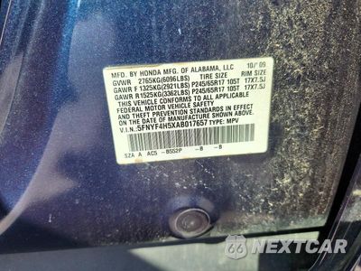 Zdjęcie 12 z 12 samochodu: 2010 HONDA PILOT EXL VIN:5FNYF4H5XAB017657 - miniatura