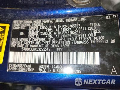 Zdjęcie 13 z 13 samochodu: 2013 TOYOTA HIGHLANDER PLUS VIN:5TDBK3EHXDS222549 - miniatura