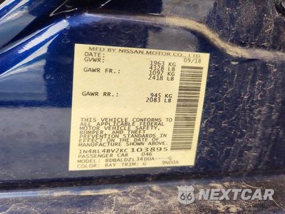 Zdjęcie 12 z 12 samochodu: 2019 NISSAN ALTIMA S VIN:1N4BL4BV2KC103895 - miniatura