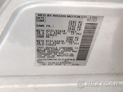 Zdjęcie 13 z 13 samochodu: 2013 NISSAN PATHFINDER S VIN:5N1AR2MM2DC634946 - miniatura