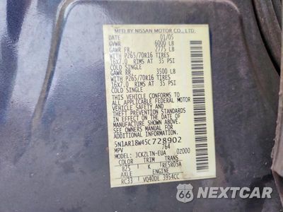 Zdjęcie 13 z 13 samochodu: 2005 NISSAN PATHFINDER XE VIN:5N1AR18W45C728902 - miniatura
