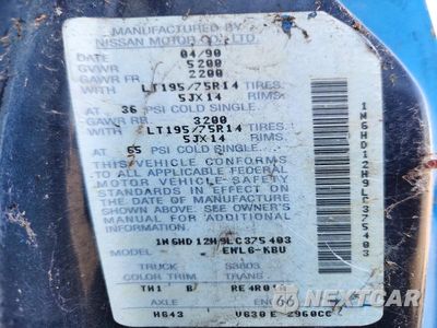 Zdjęcie 12 z 12 samochodu: 1990 NISSAN TRUCK V6 VIN:1N6HD12H9LC375403 - miniatura