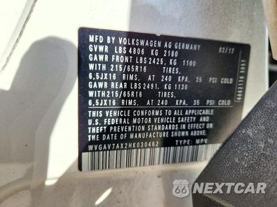 Zdjęcie 13 z 13 samochodu: 2017 VOLKSWAGEN TIGUAN S VIN:WVGAV7AX2HK030462 - miniatura