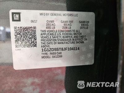 Zdjęcie 12 z 12 samochodu: 2018 CHEVROLET MALIBU LT VIN:1G1ZD5ST8JF104114 - miniatura