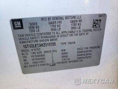 Zdjęcie 12 z 12 samochodu: 2017 GMC SIERRA K1500 VIN:1GTV2LEC9HZ310725 - miniatura