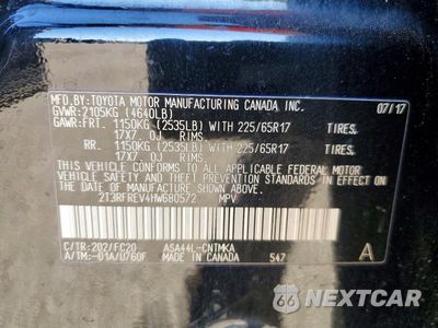 Zdjęcie 14 z 14 samochodu: 2017 TOYOTA RAV4 XLE VIN:2T3RFREV4HW680572 - miniatura