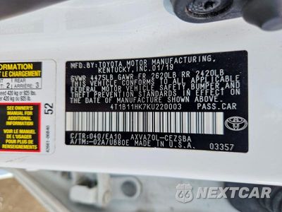 Zdjęcie 12 z 12 samochodu: 2019 TOYOTA CAMRY SE VIN:4T1B11HK7KU220003 - miniatura