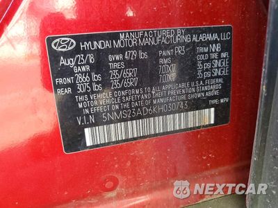 Zdjęcie 13 z 13 samochodu: 2019 HYUNDAI SANTA FE SE VIN:5NMS23AD6KH030743 - miniatura