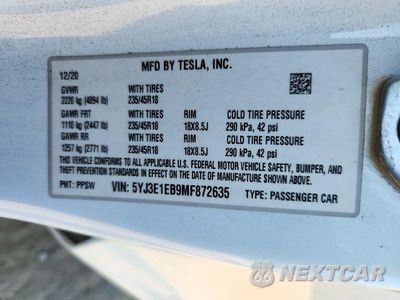 Zdjęcie 12 z 12 samochodu: 2021 TESLA MODEL 3 VIN:5YJ3E1EB9MF872635 - miniatura