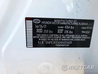 Zdjęcie 12 z 12 samochodu: 2022 HYUNDAI SONATA SEL PLUS VIN:5NPEJ4J26NH137609 - miniatura