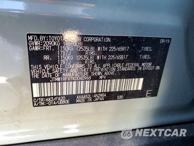Zdjęcie 13 z 13 samochodu: 2019 TOYOTA RAV4 XLE VIN:JTMW1RFV1KD040968 - miniatura