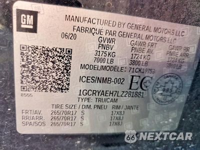 Zdjęcie 13 z 13 samochodu: 2020 CHEVROLET SILVERADO K1500 VIN:1GCRYAEH7LZ281881 - miniatura